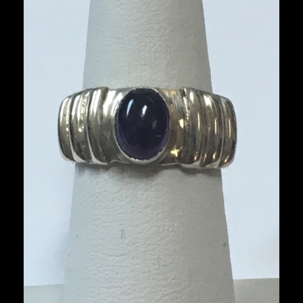 Sterling Silver Amethyst Ring - A Lot Of Silver!